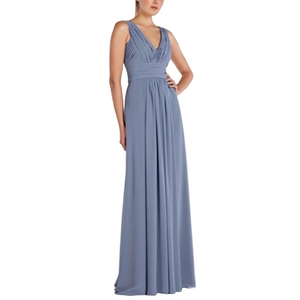 Monique Lhuillier Gown Maxi Dress Pleated Grecian Bridesmaid Wedding Blue 8 NWT